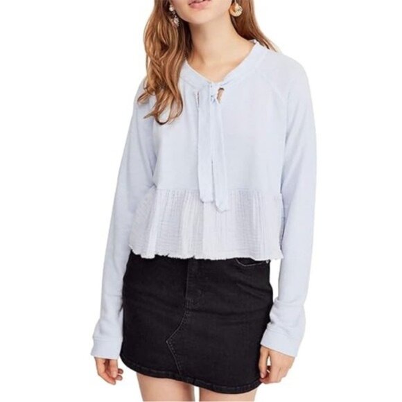 Free People Sweet Jane Pullover, Size Large - Light Blue - Picture 1 of 11